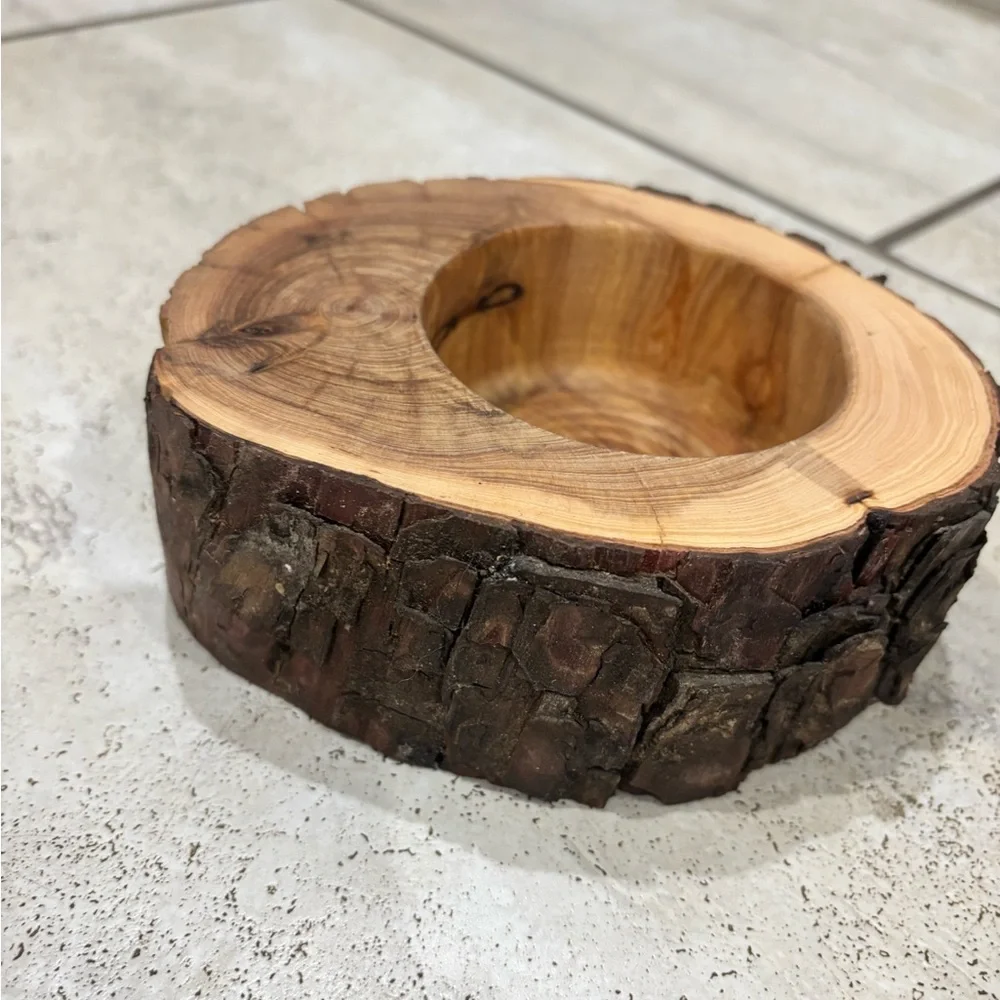 Rustic Handmade Wooden Catch-All Bowl - Picture 3 of 6